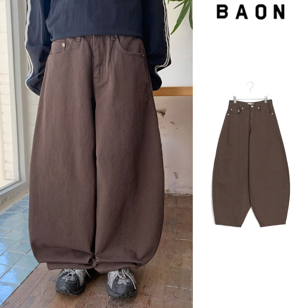 【BAON】[unisex] Menconi Brown Balloon Wide Cotton Pants