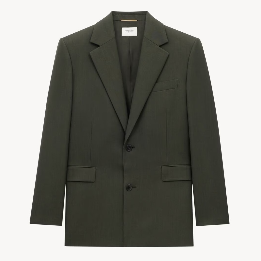 Saint Laurent《ジャケット》ウールギャバジン カーキ DHL 直営