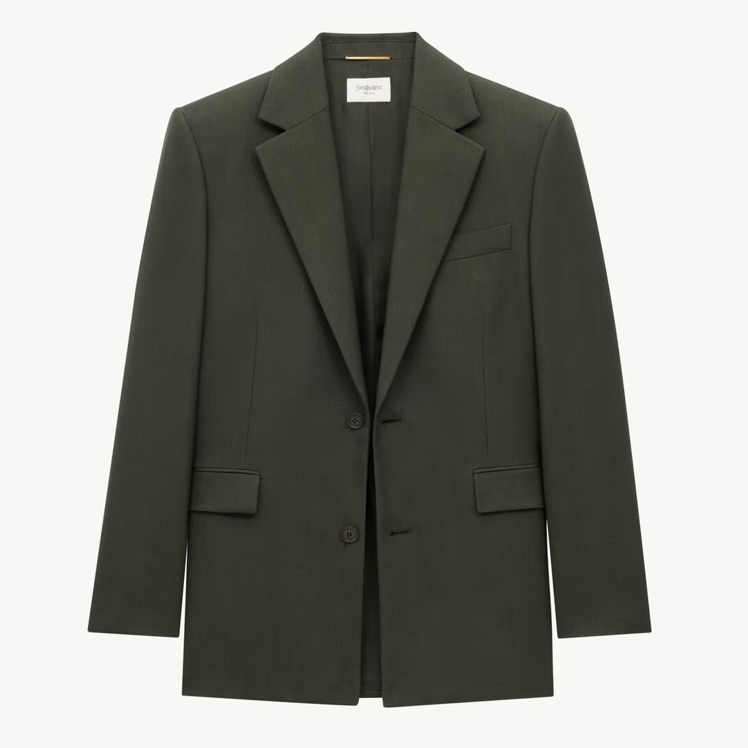 Saint Laurent《ジャケット》ウールギャバジン カーキ DHL 直営