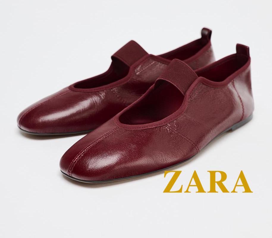 ☆ドイツ発*ZARA*新作*本革バレエシューズ/BURGUNDY☆