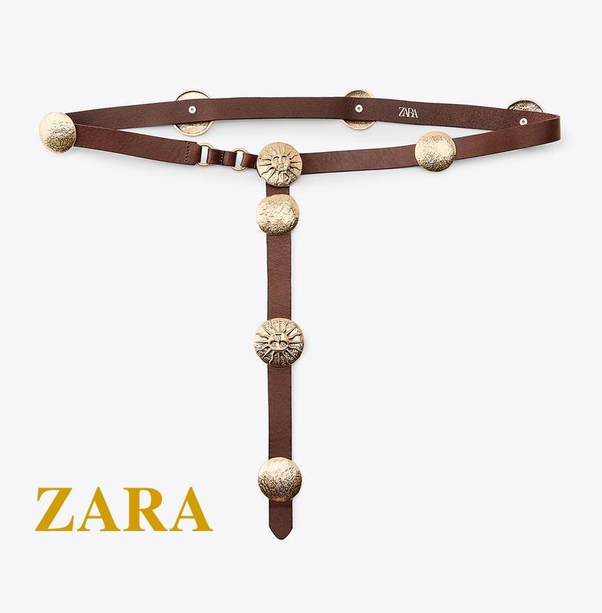 ☆ドイツ発*ZARA*新作*本革メタルディティールベルト☆