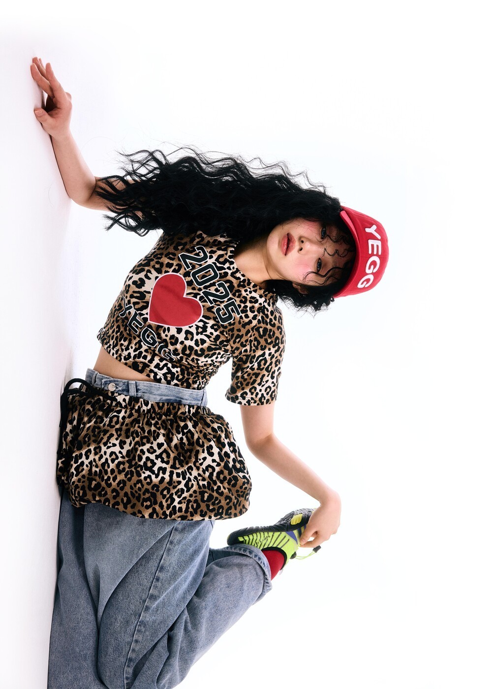 《YEGG》 Leopard heart Tee