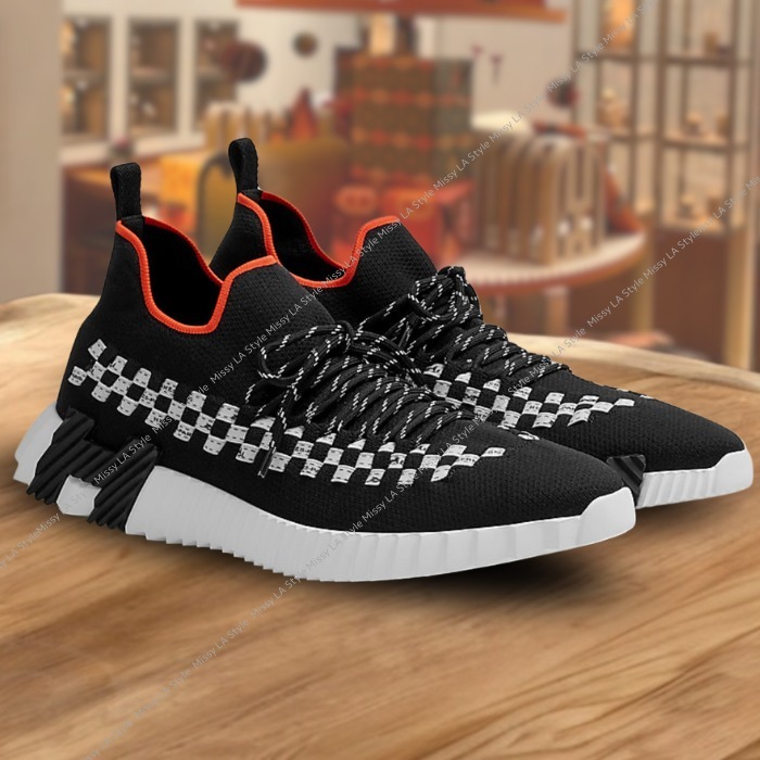 新作 【HERMES】Flex slip-on sneaker ニット ブラック