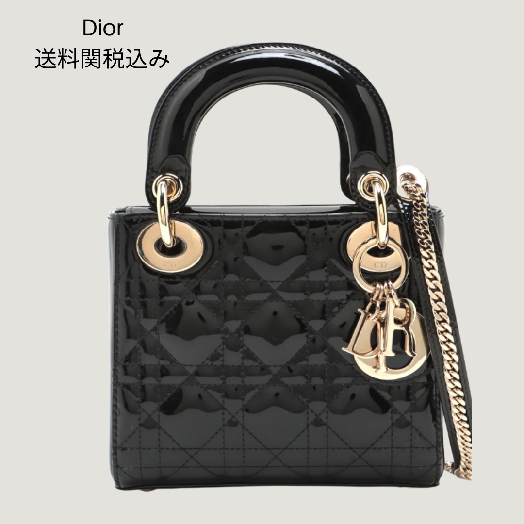 VINTAGE★Dior ミニカナージュ パテントレザー ハンドバッグ