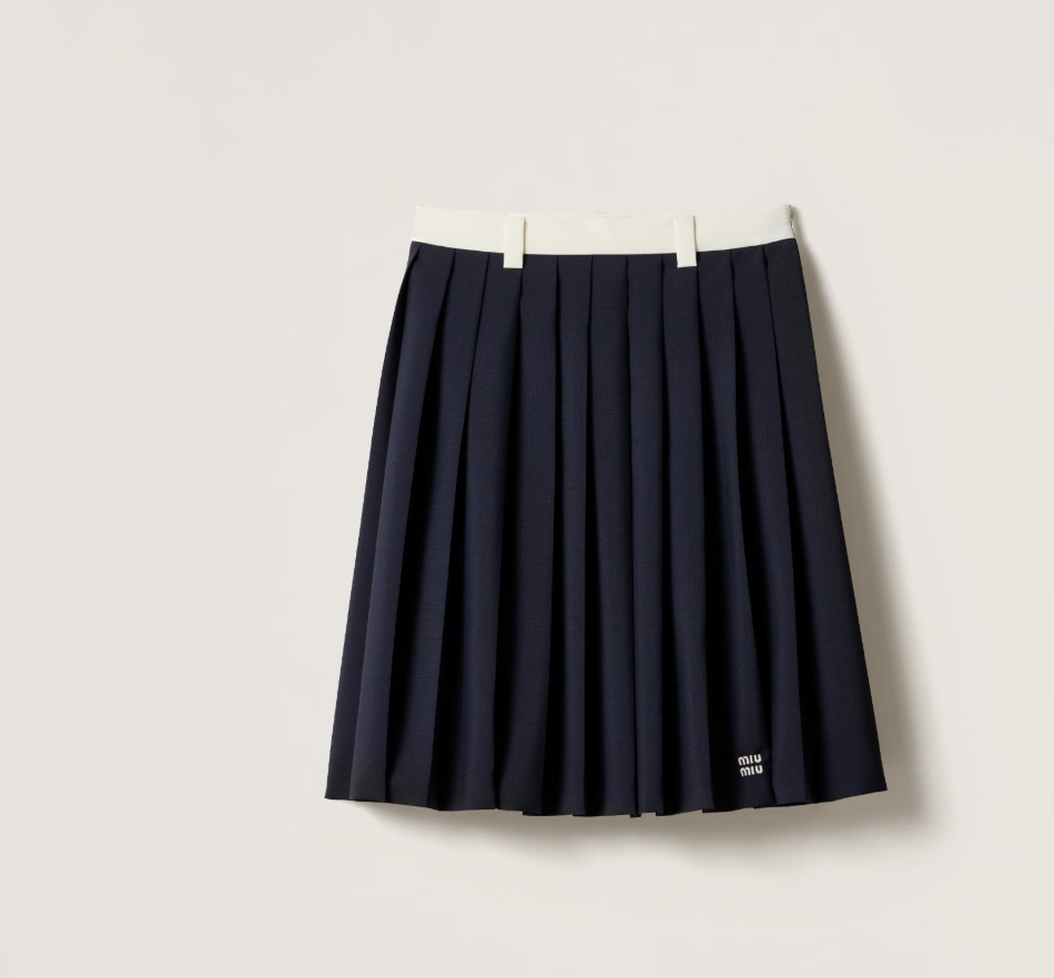 ミニスカート MIU MIU  Plisse wool and mohair skirt MIU MIU - Women Pleated Pinstripe Mini Skirt – Atelier New York