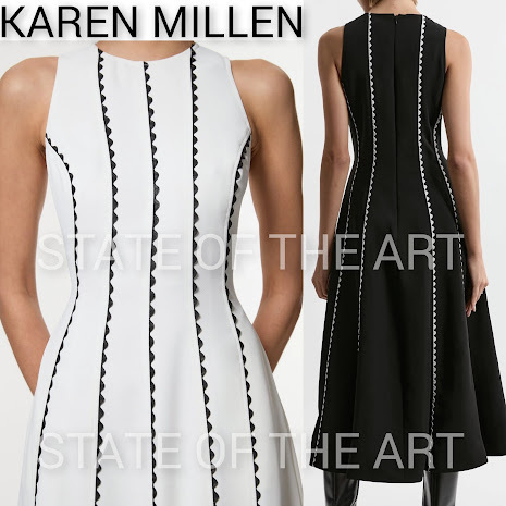【Karen Millen】スカラップトリム パネルクレーブ マキシドレス