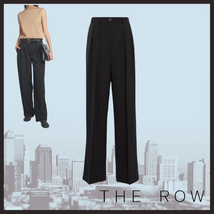 大人気【The Row】Igor high-rise wide-leg pants コットン製