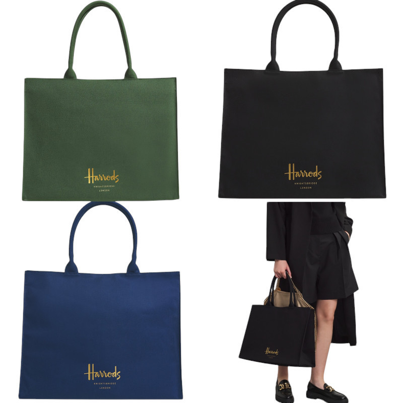 【ハロッズ限定】Harrods ラージ コットン ロゴ トートバッグ