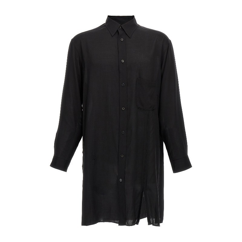 Tシャツ・カットソー Yohji Yamamoto 'Cellulose Lawn Zip Button Blouse' shirt