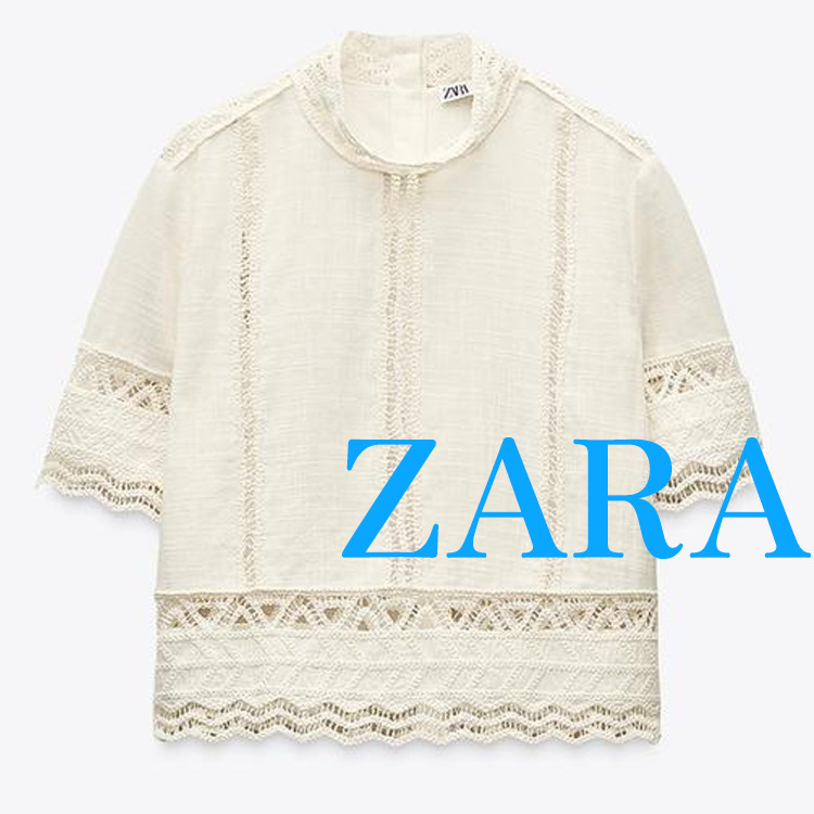 ZARA】ZW COLLECTION クロシェシャツ エクリュ | 2731/043/712