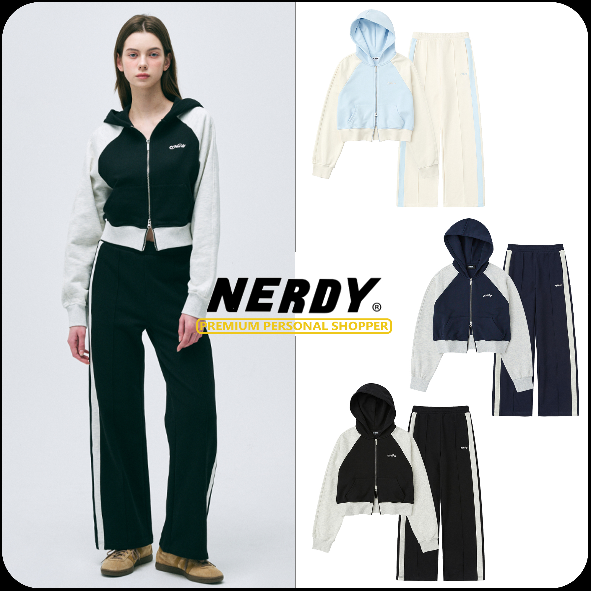 [ NERDY ]★25SS★韓国人気★WOMEN'S CROP HOODIE ZIP-UP SET