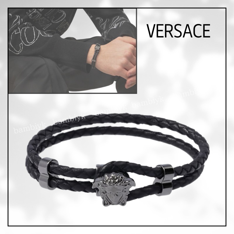 送料無料/関税込【VERSACE】ラ メドゥーサ レザー ブレスレット