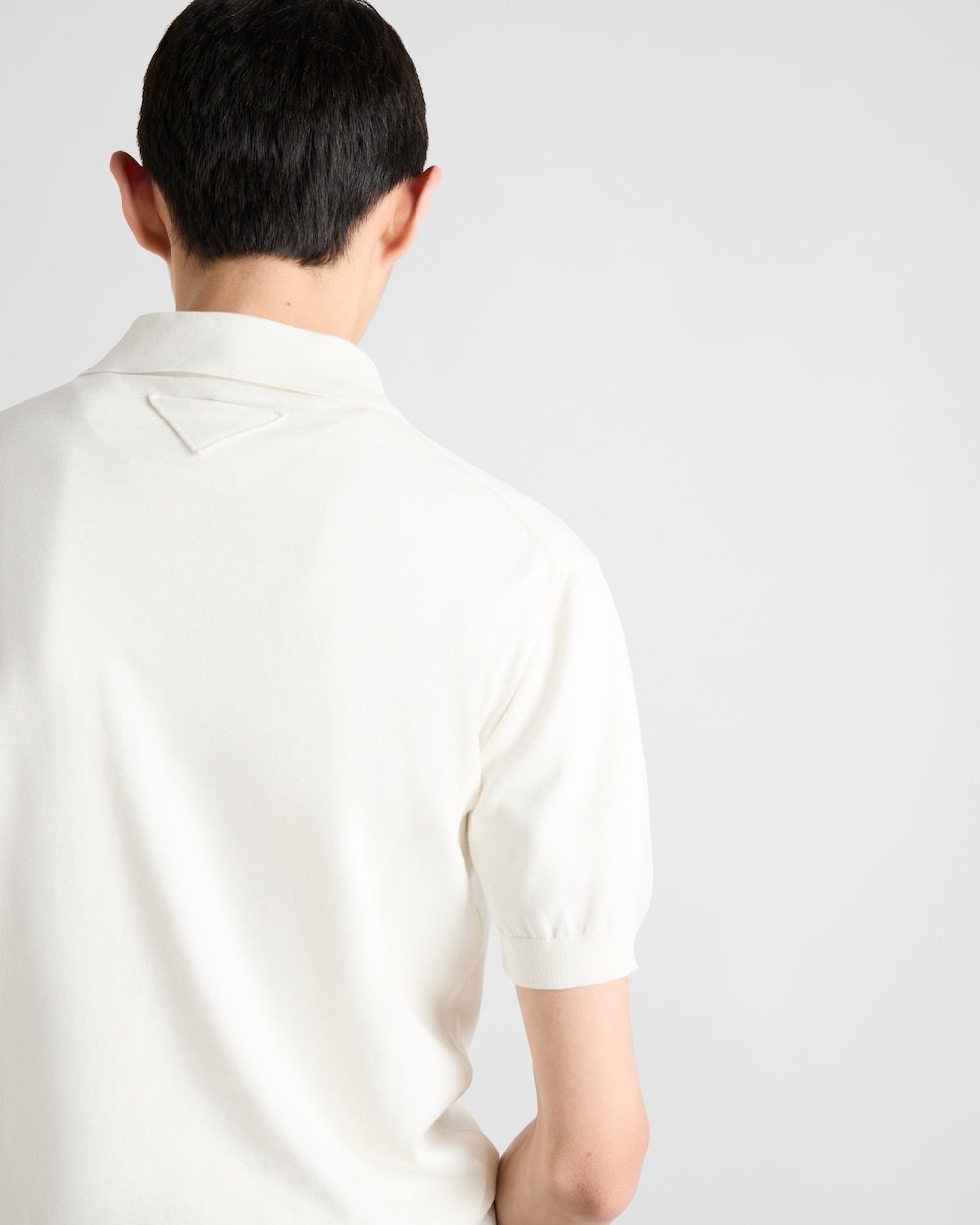 PRADA 洗練 Milky White コットン ポロシャツ PRADA 洗練 Milky White コットン ポロシャツ