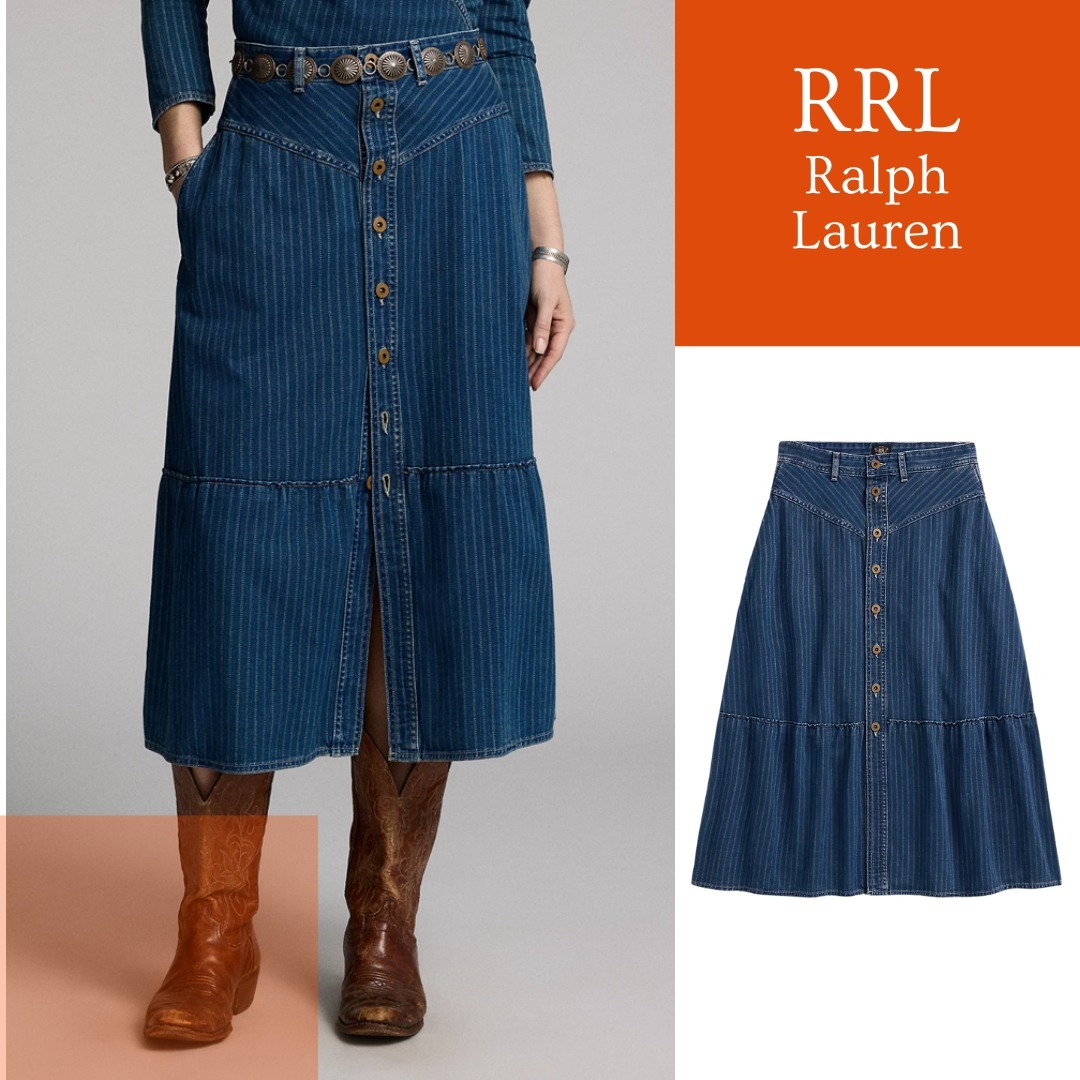 NEW【RRL Ralph Lauren】日本製デニム生地☆Aライン スカート