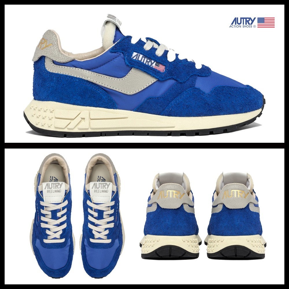 ★AUTRY★REELWIND LOW SNEAKERS IN BLUE NYLON AND SUEDE★