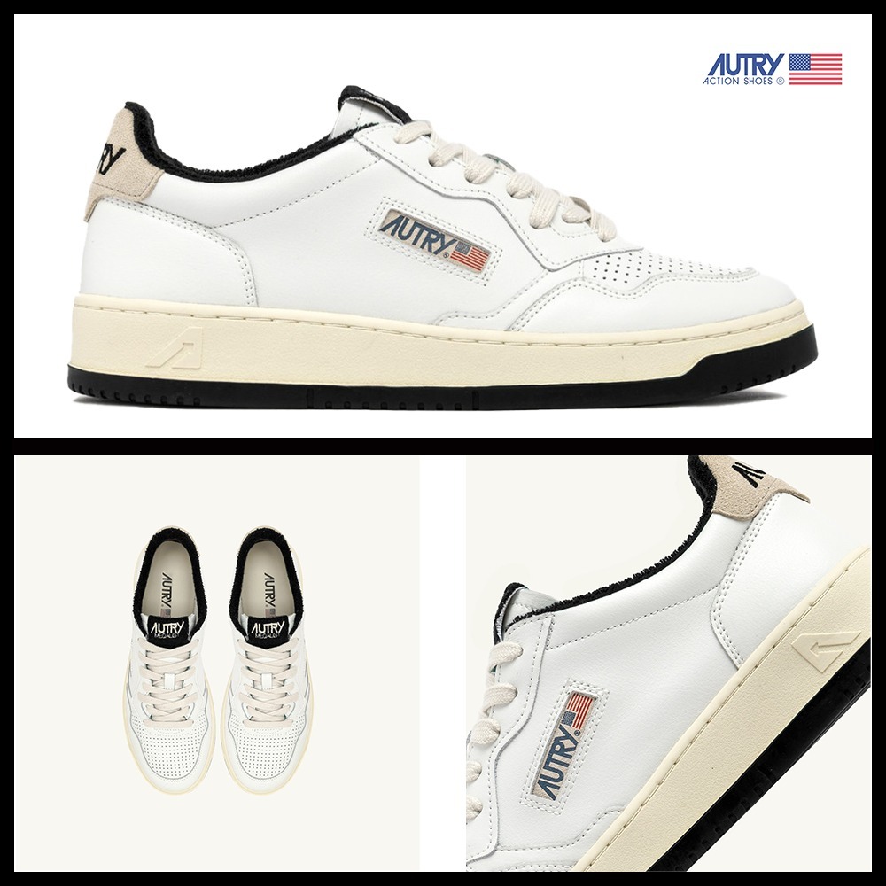 ★AUTRY★MEDALIST LOW SNEAKERS IN WHITE AND BLACK LEATHER★