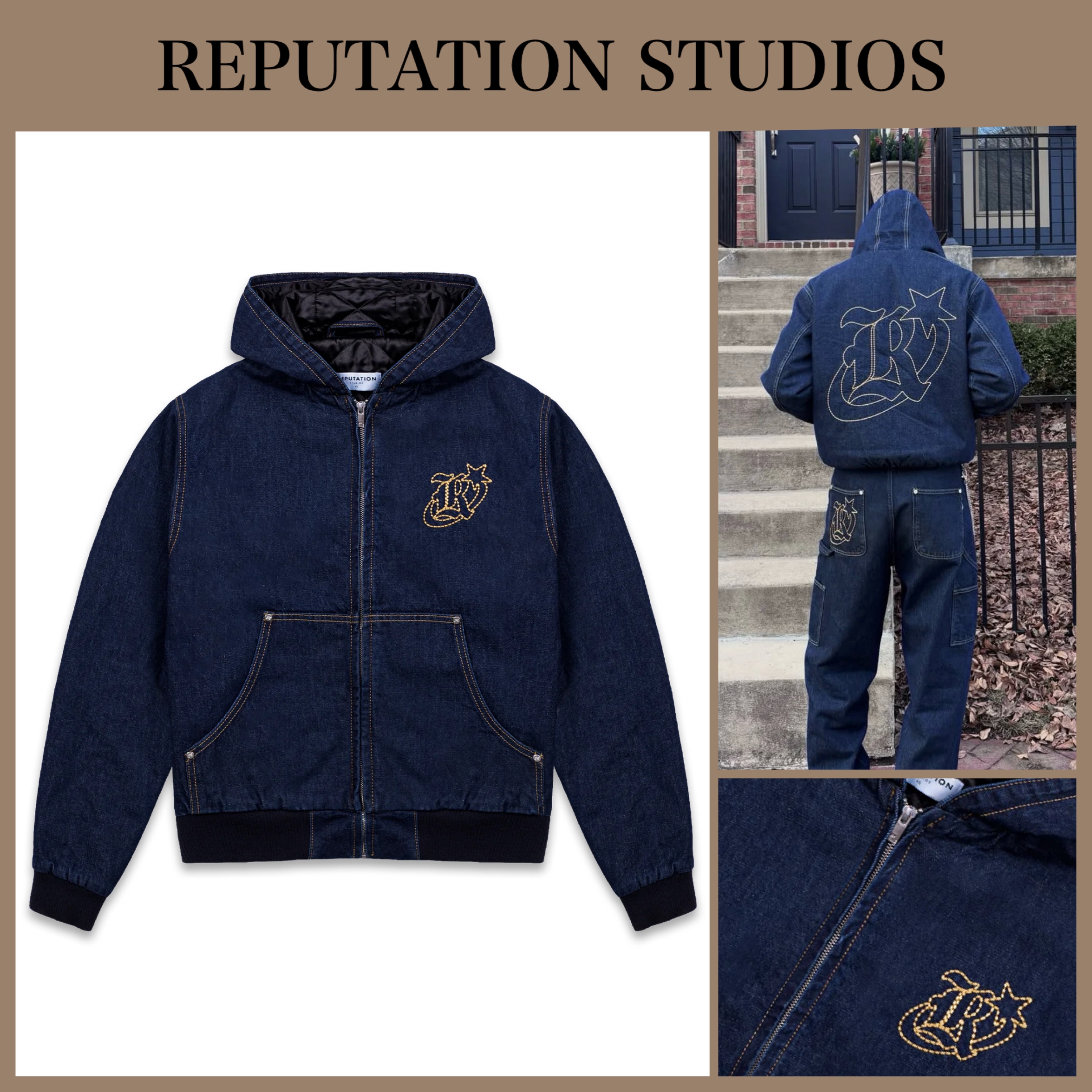 【Reputation studios】セットアップ対応 Workwear Denim Hoodie