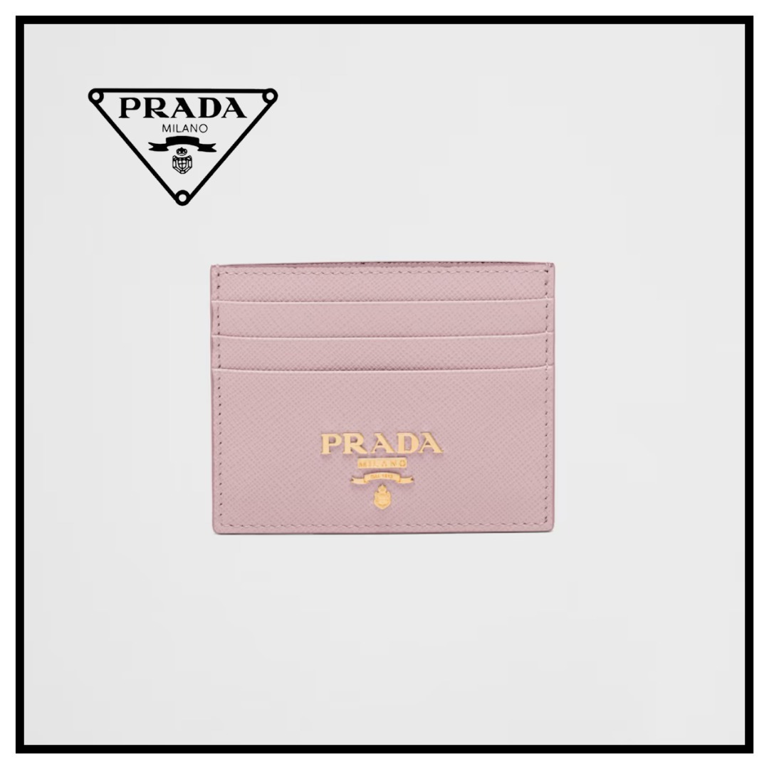 【PRADA】サフィアーノトライアングル カードホルダー★ピンク