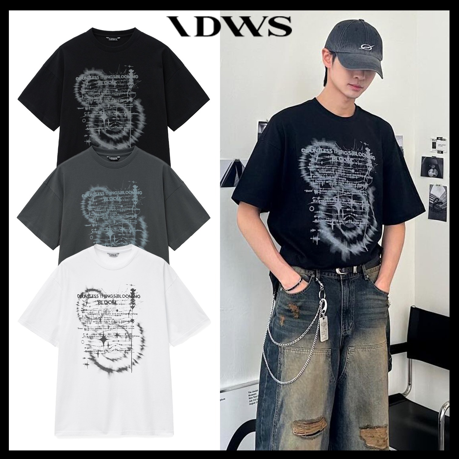 【IDWS】Countless Bloom T-Shirt ★韓国人気★男女兼用★追跡付
