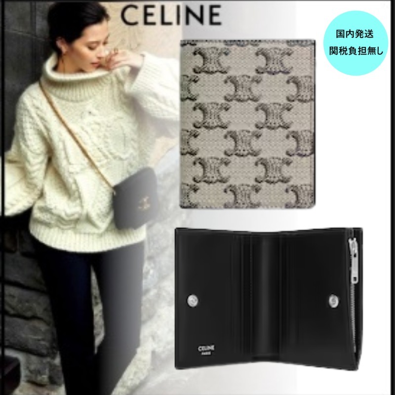 【国内発送】CELINEトリオンフモノグラム柄ミニ財布