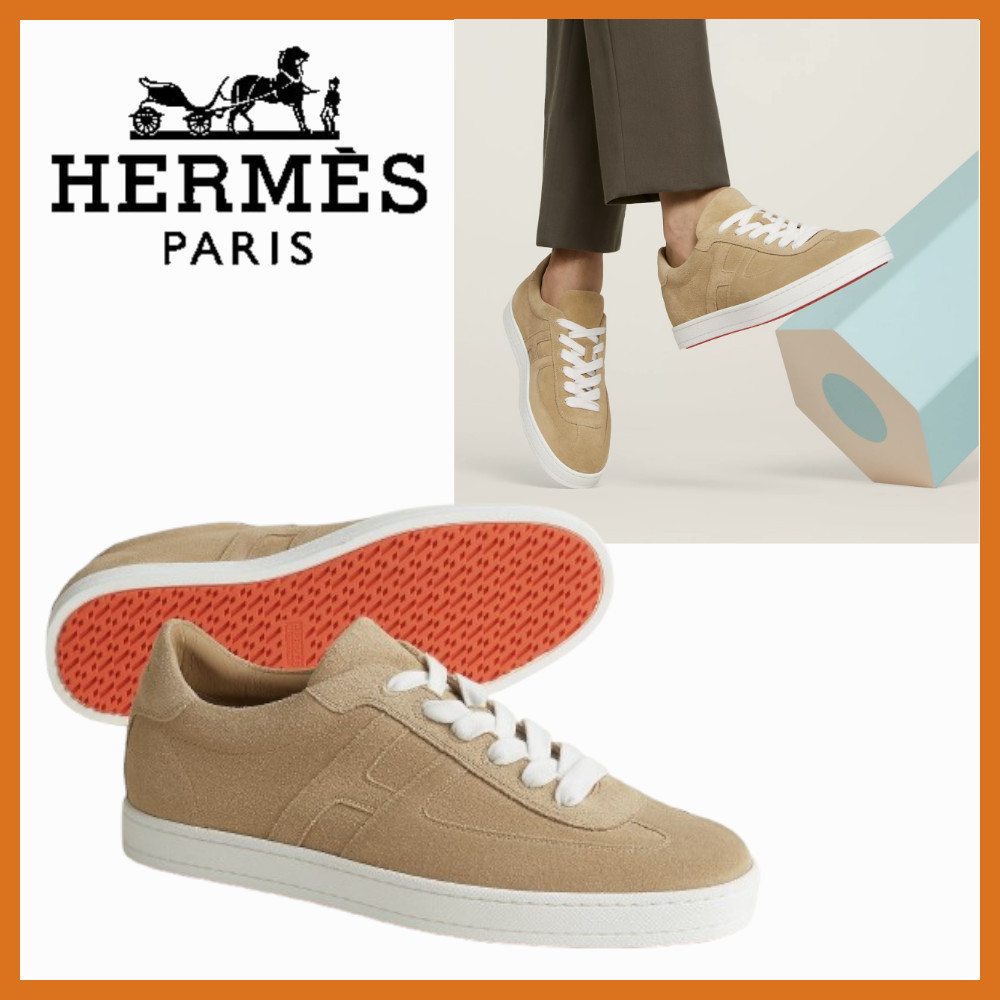 【オレンジソールがアクセント☆】HERMES ブーメラン スニーカー
