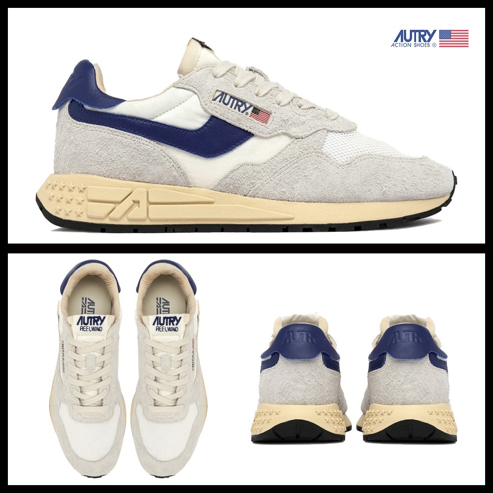 ★AUTRY★REELWIND LOW SNEAKERS IN WHITE AND LIMOGES SUEDE★