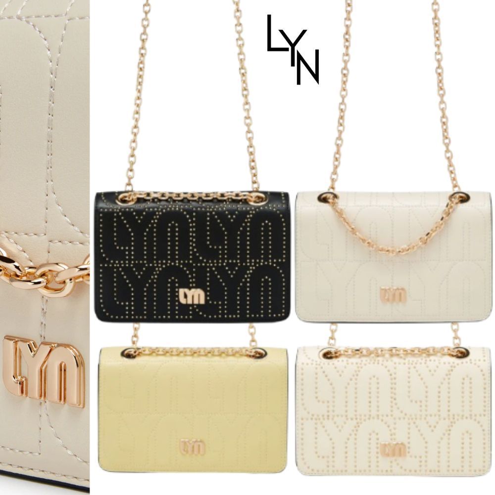 LYN 2WAY ダブルチェーンショルダーバッグ ロゴ 上品 2WAY