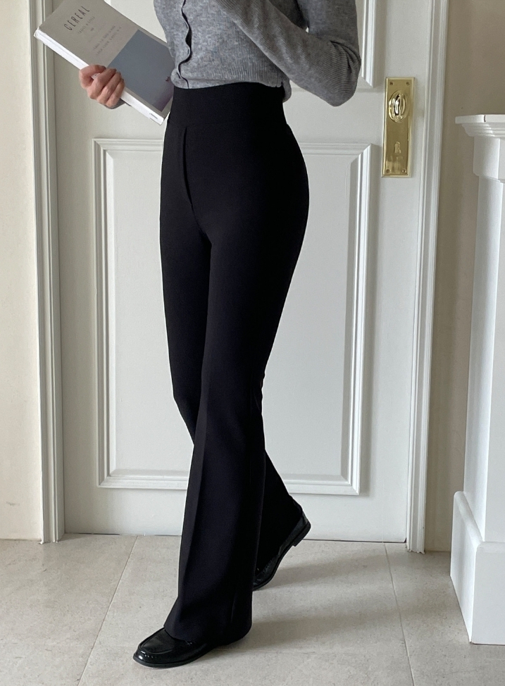 【I AM MARI】Rivelo High Waist Bootcut Banding Pants Long