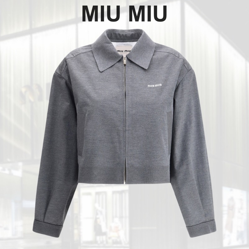 VIPSALE!!【MIU MIU】メランジ ジップ ジャケット