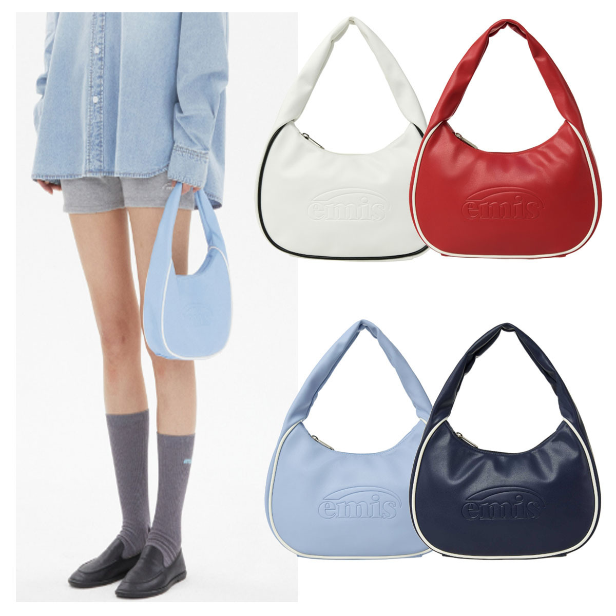 ショルダーバッグ・ポシェット EMIS EMBOSSED LOGO HOBO BAG 5BJH656