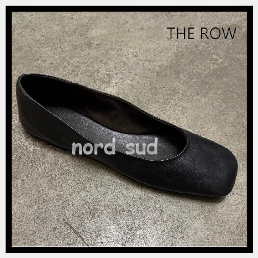 お洒落な【The Row】レザー製のスクエア フラットバレエシューズ