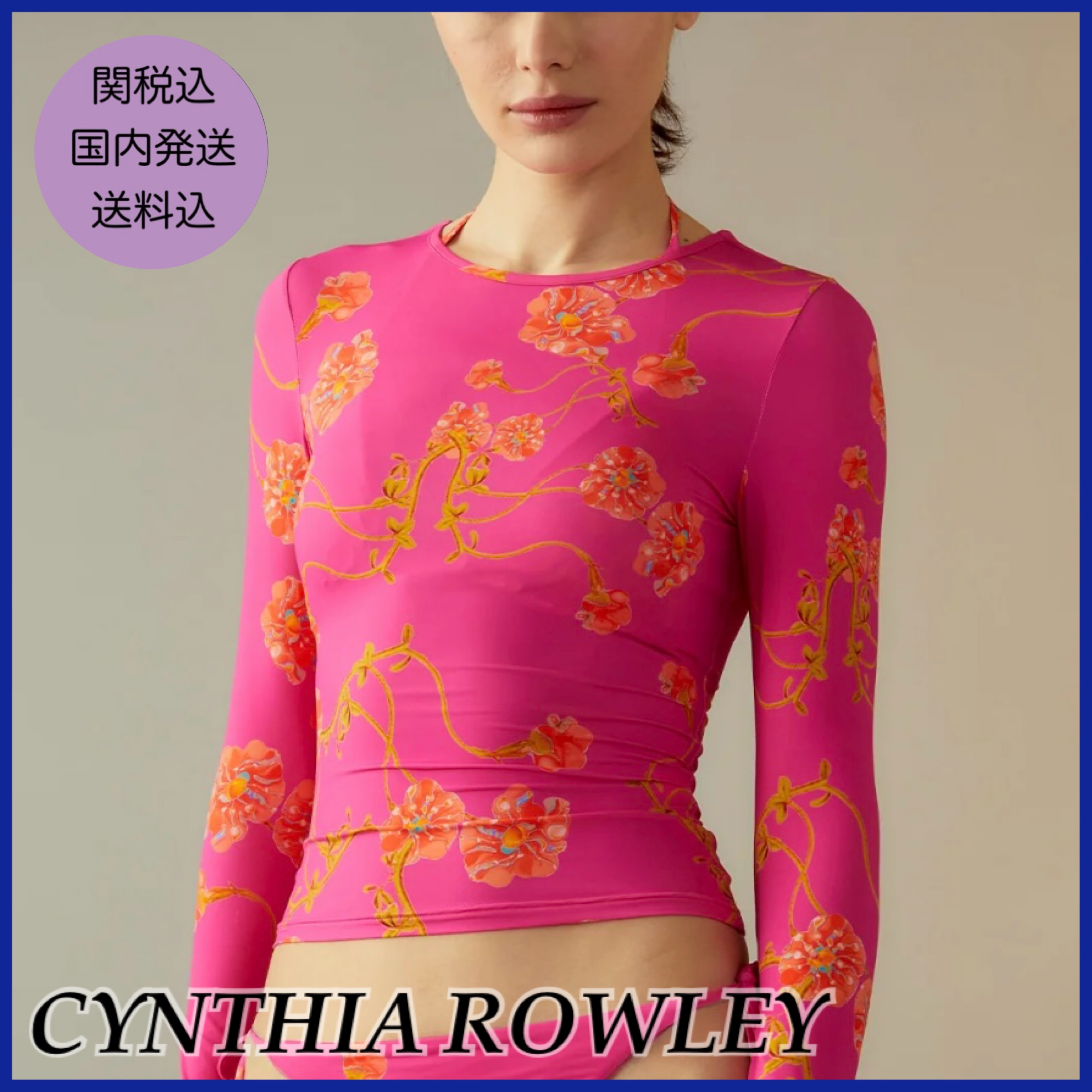 【CYNTHIA ROWLEY】リゾート映え☆ ピンク花柄 ラッシュガード