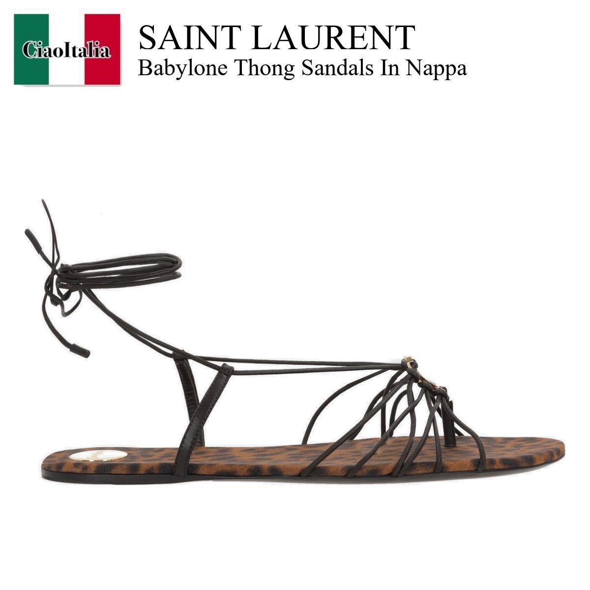 サンダル・ミュール Saint Laurent Babylone Thong Sandals In Nappa