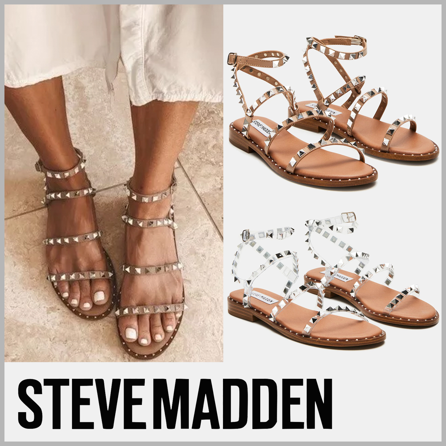 【Steve Madden】スタッズ付きフラットサンダル