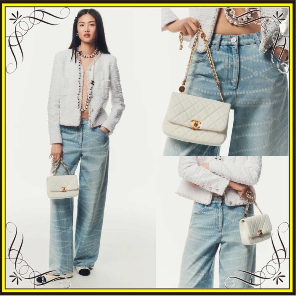 【CHANEL】シャネル プリントウォッシュドデニム ジーンズ ロゴ