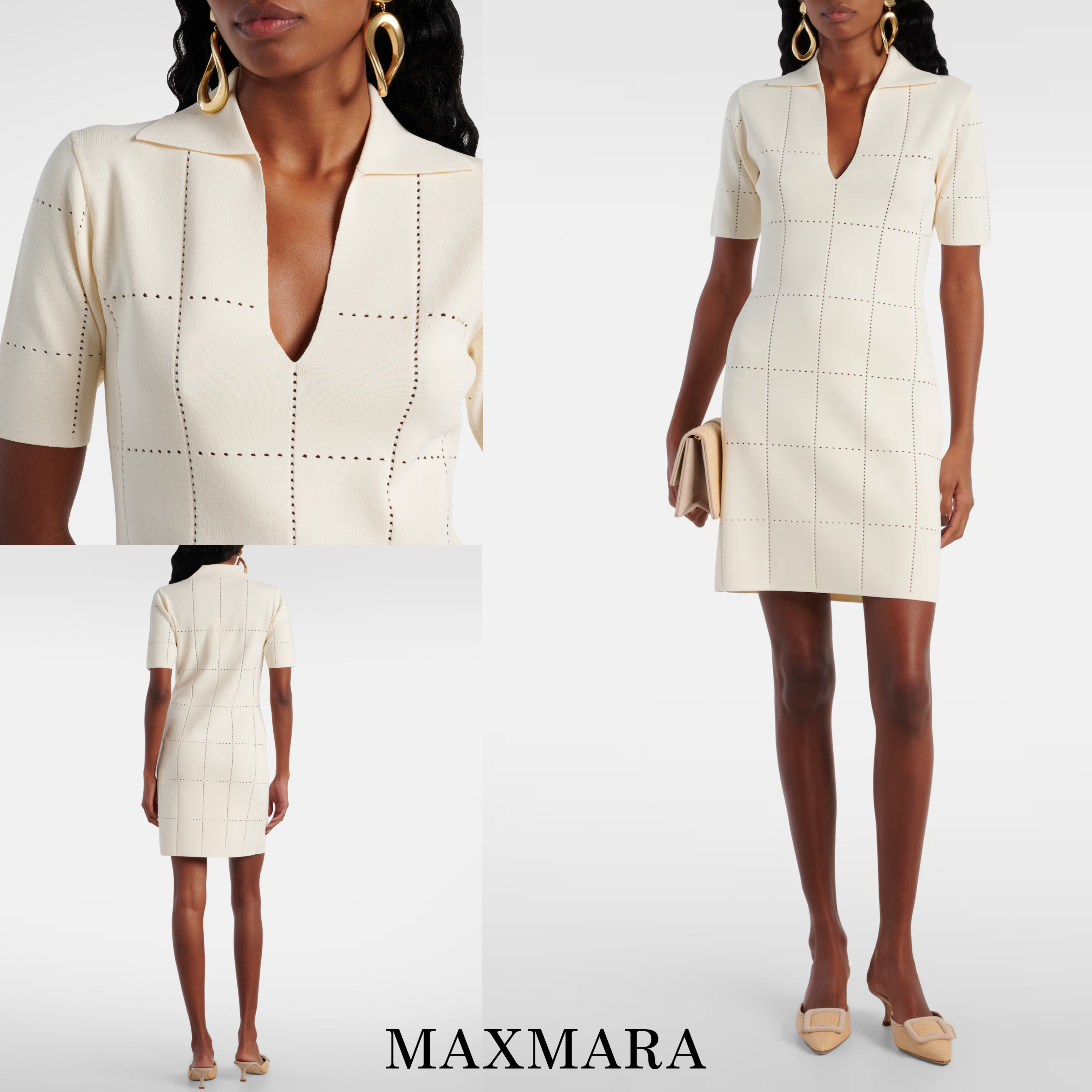 春夏*MAXMARA* Olivi ニットワンピース 半袖 ホワイト