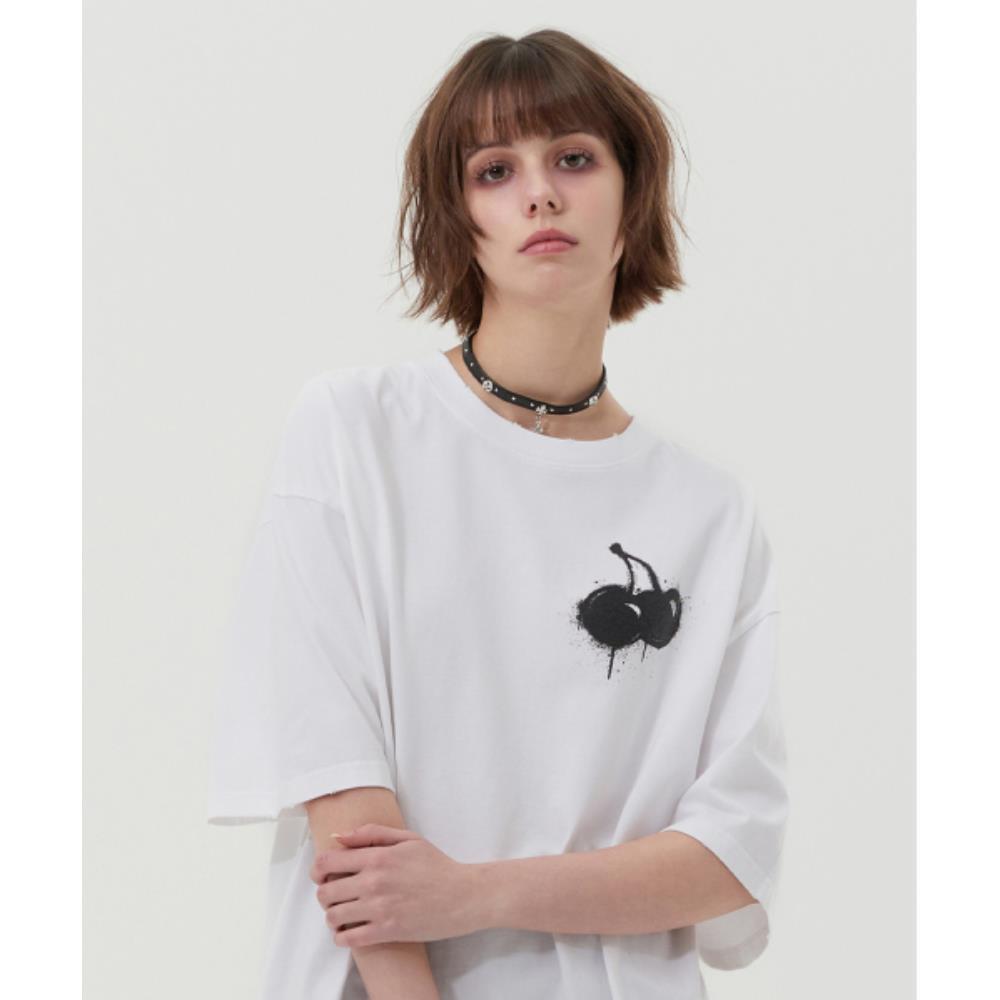 Tシャツ・カットソー KIRSH Melting cherry pigment washed t-shirt white KTMC5CTS03
