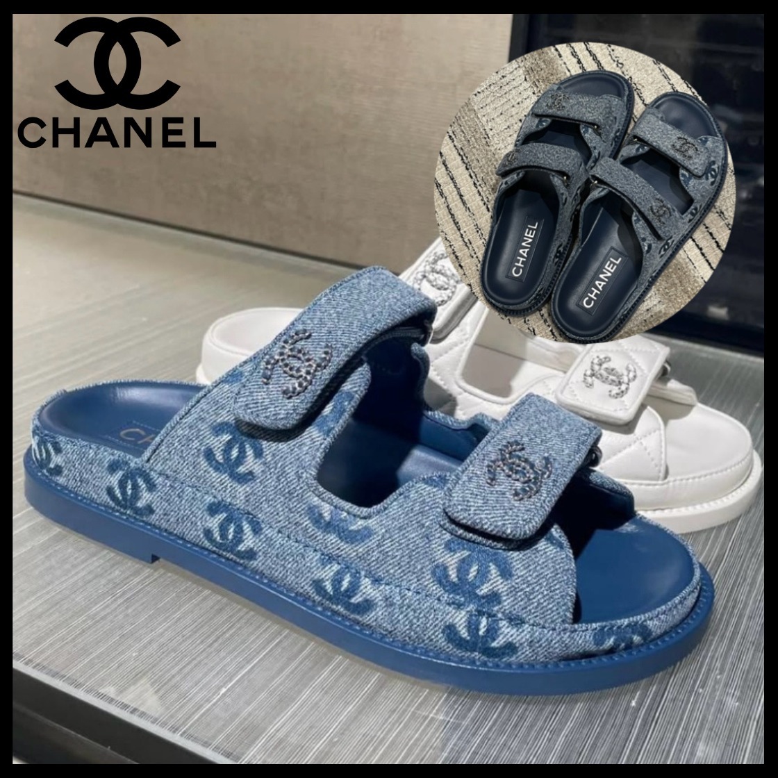 デニムにCCロゴ柄がカジュアル◎【CHANEL】25P サンダル