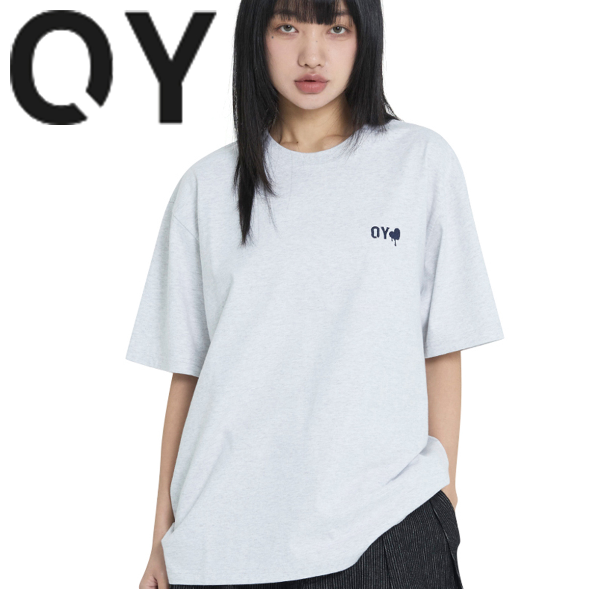★OY★EMBROIDERED HEART TEE - LIGHT MELANGE★正規品/直送料込