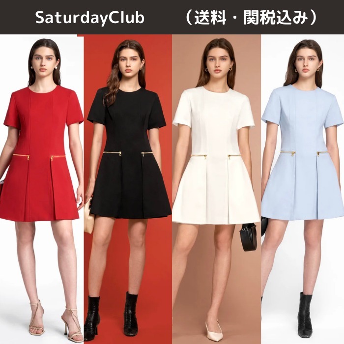 【SaturdayClub】メタリックジップ ポケット ワンピース 送関込