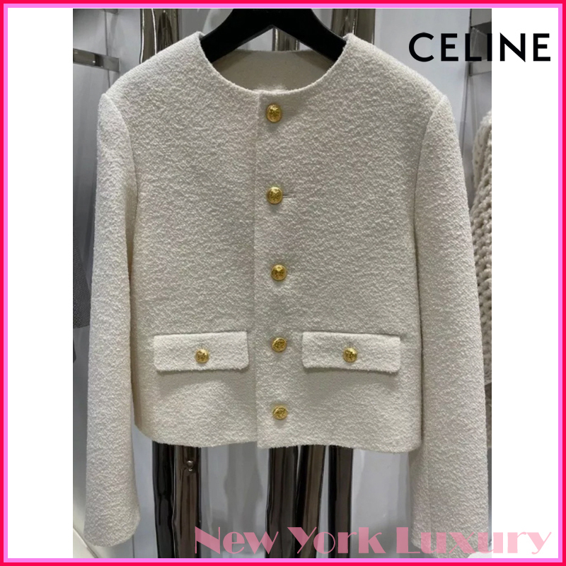 CELINE★素敵！Craie Tweed Chasseur Jacket