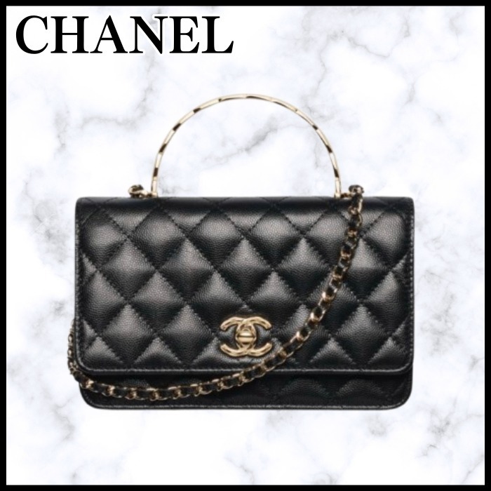 25S◆トップハンドルが上品♪◆CHANEL チェーンウォレット