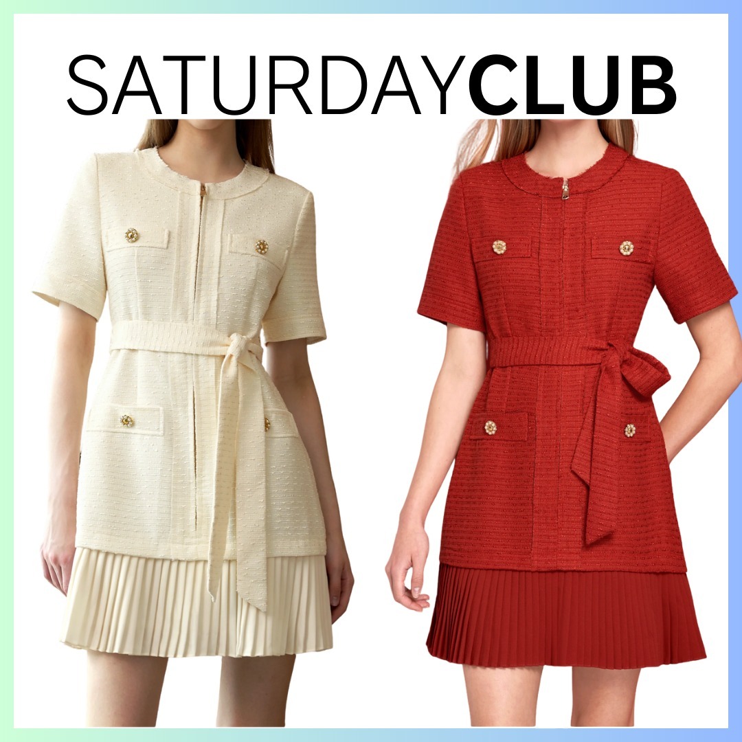 SaturdayClub：ジップアップ プリーツヘム ワンピース 2色