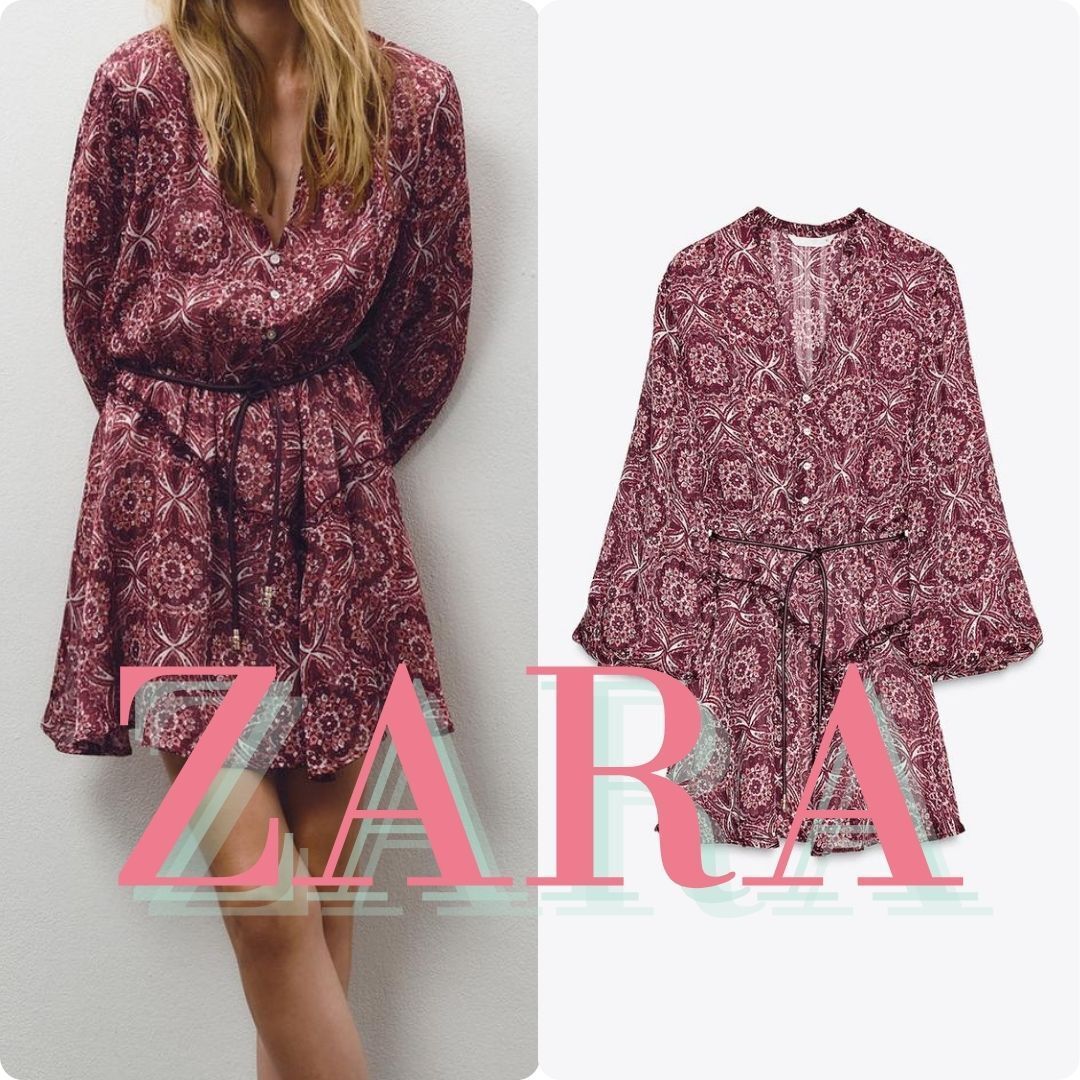 ZARA プリント柄ミニワンピース 2337/622