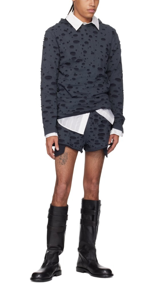 【関税込み】Acne Studios ブラック Layered Knitted フーディ Acne Studios】ブラック Layered Knitted フーディ