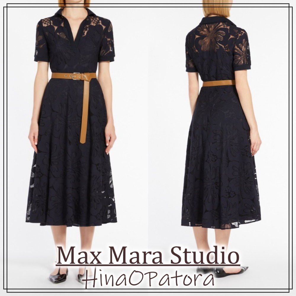 関送込*Max Mara Studio*レースディテール ベルト付きドレス