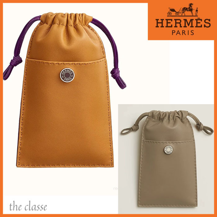 【*シンプルで上品*】HERMES ベージュ携帯ケース Pilophone