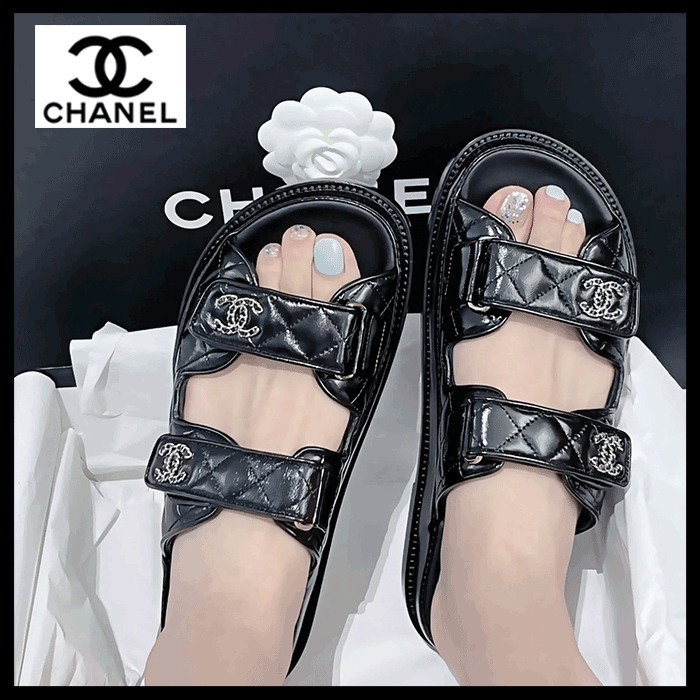 【エレガントで華やか☆】CHANEL フッドベッド サンダル CCロゴ