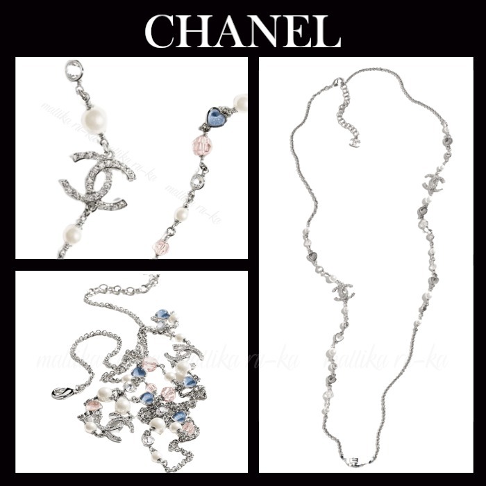 ハート＆パール☆【CHANEL】シャネル ロングネックレス CCロゴ