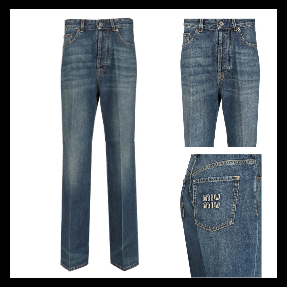 【MiuMiu】High-Waist Wide-Leg Jeans